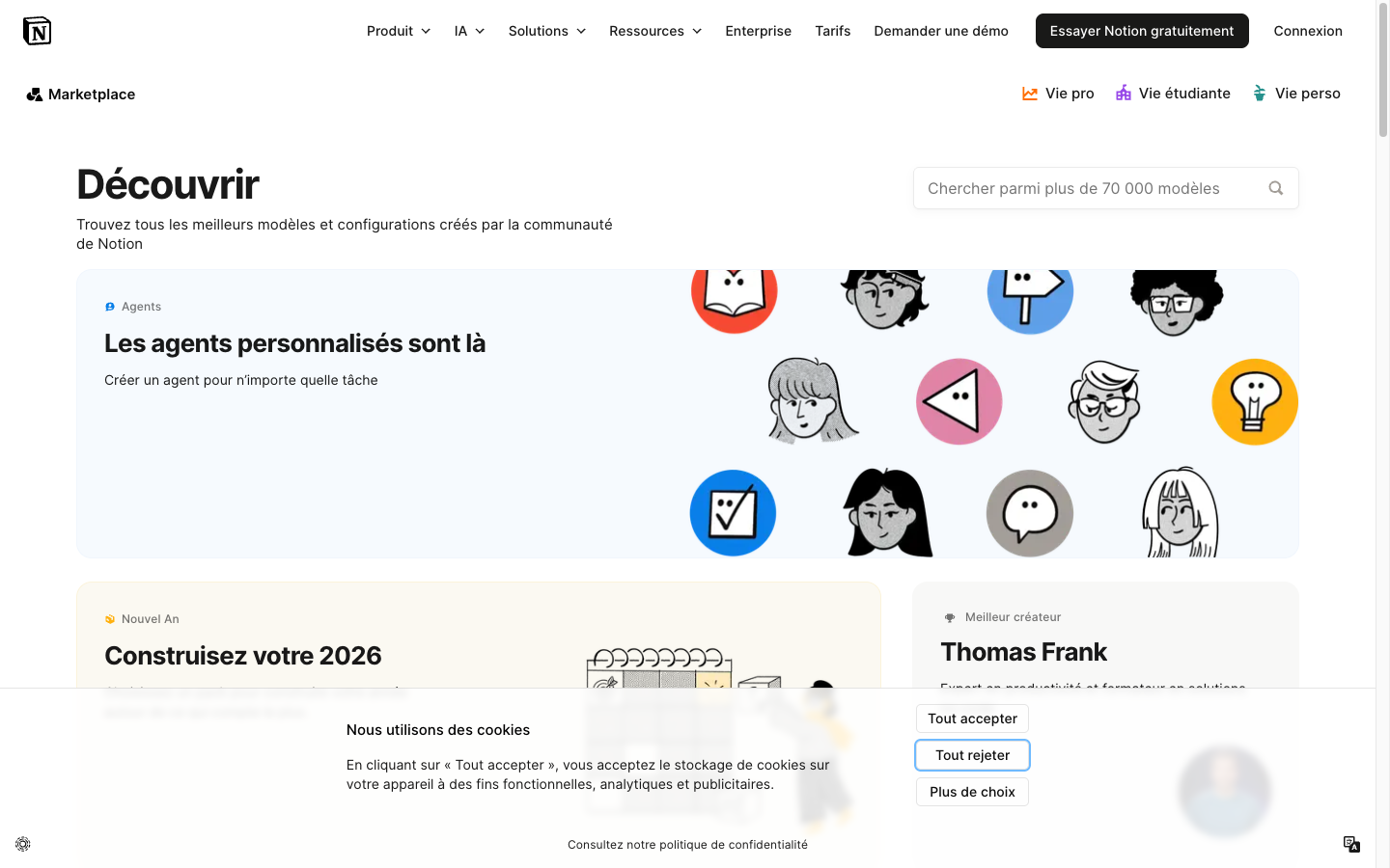 Notion — marketplace de templates pour la gestion de projet